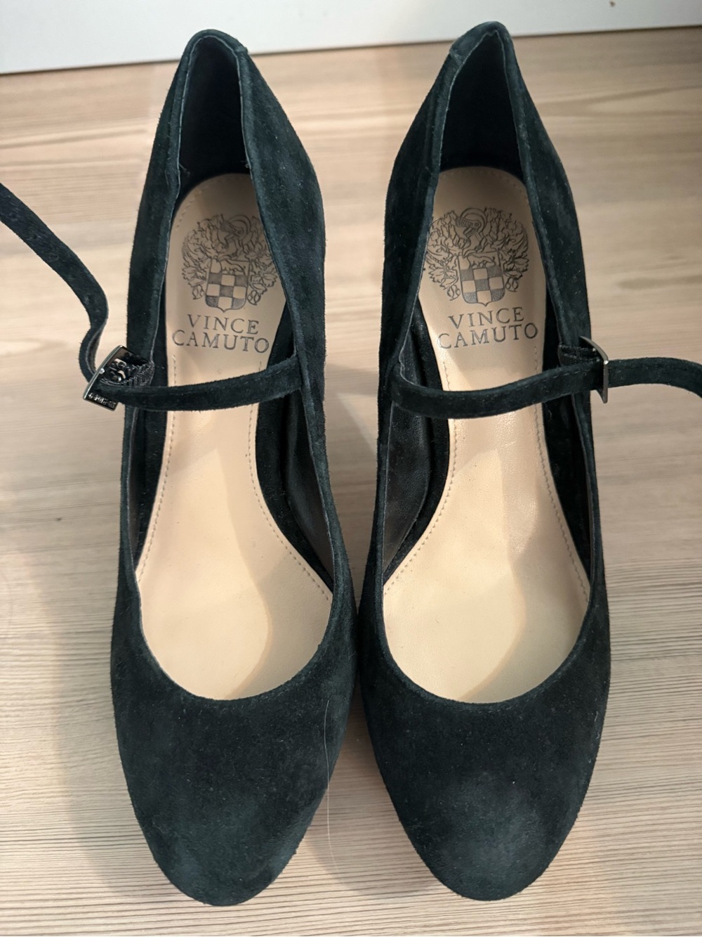 Vince Camuto Black Suede Mary Jane Heels